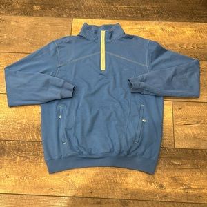 Cutter & Buck Men's Quarter Zip Pullover Blue Tan Size XL